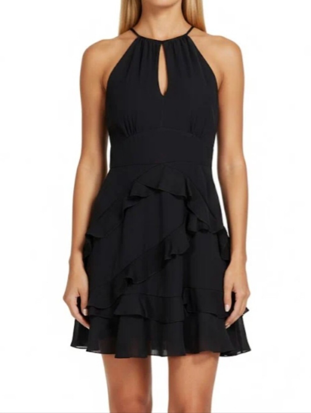 Parker NEW Phoenix Combo Ruffle Dress Black Size 0 - Picture 2 of 11